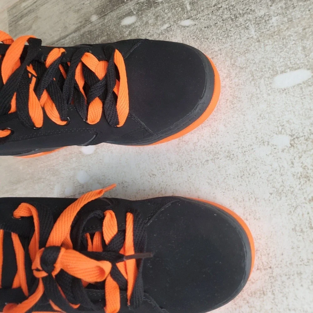 Heelys Propel‎ 2.0 Youth Skate Shoes Sz 4 Black Orange Leather Lace Up *no caps*